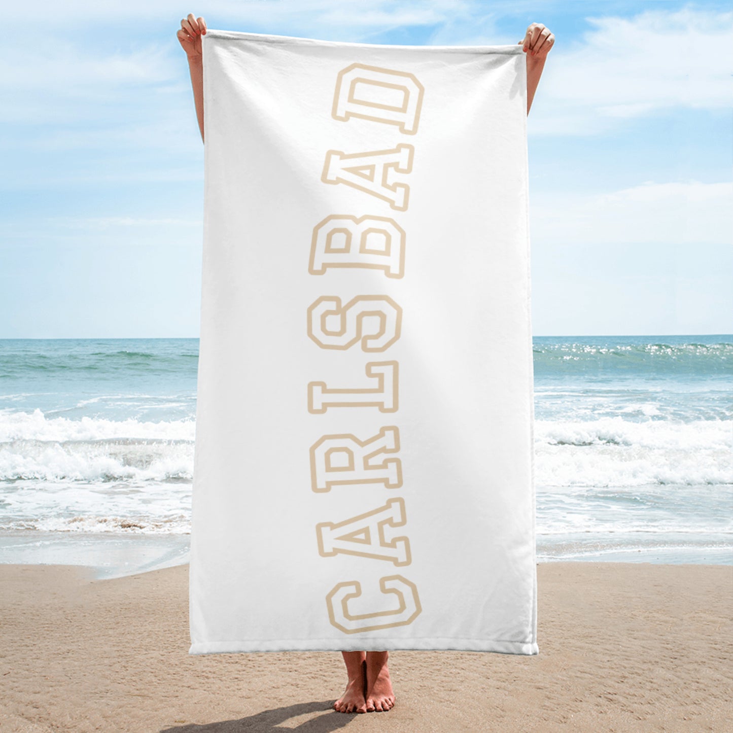A Carlsbad "University" style Towel