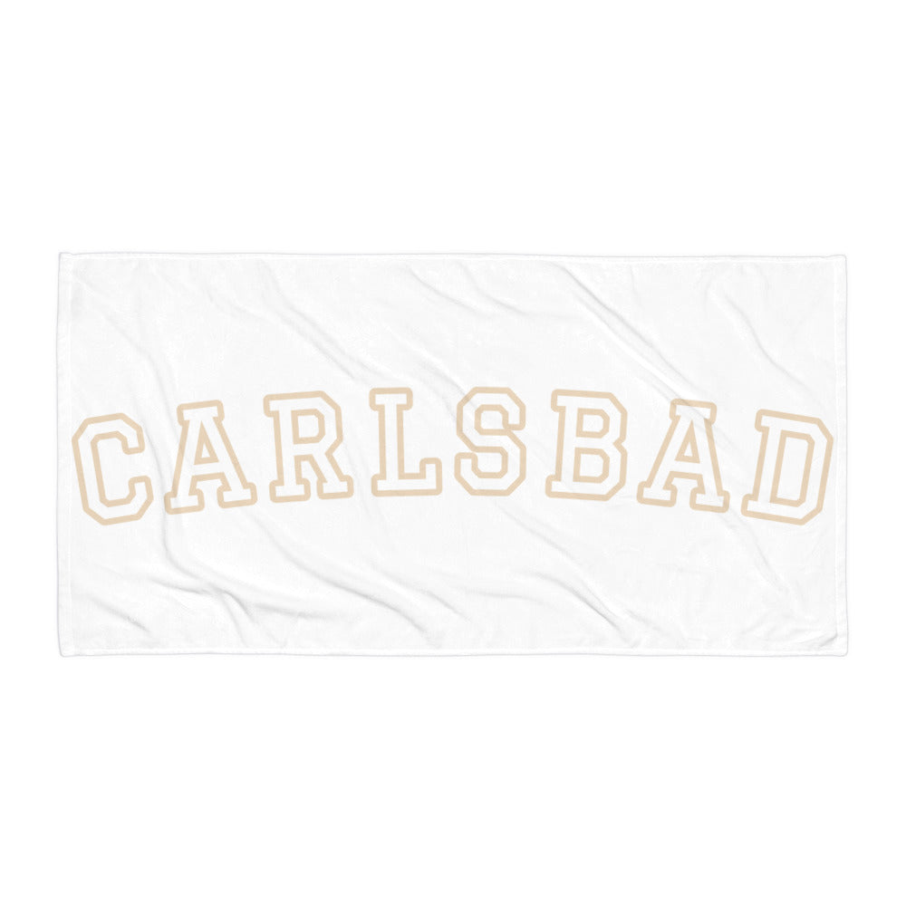 A Carlsbad "University" style Towel